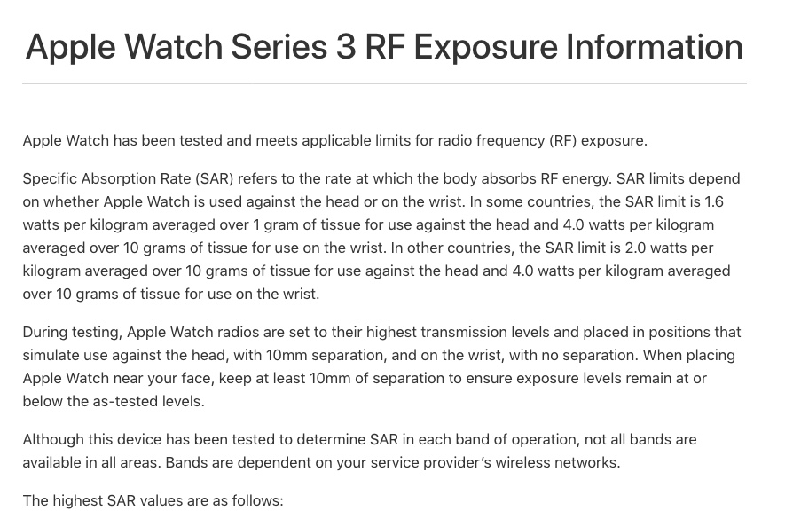 Apple Watch 3: SAR intro