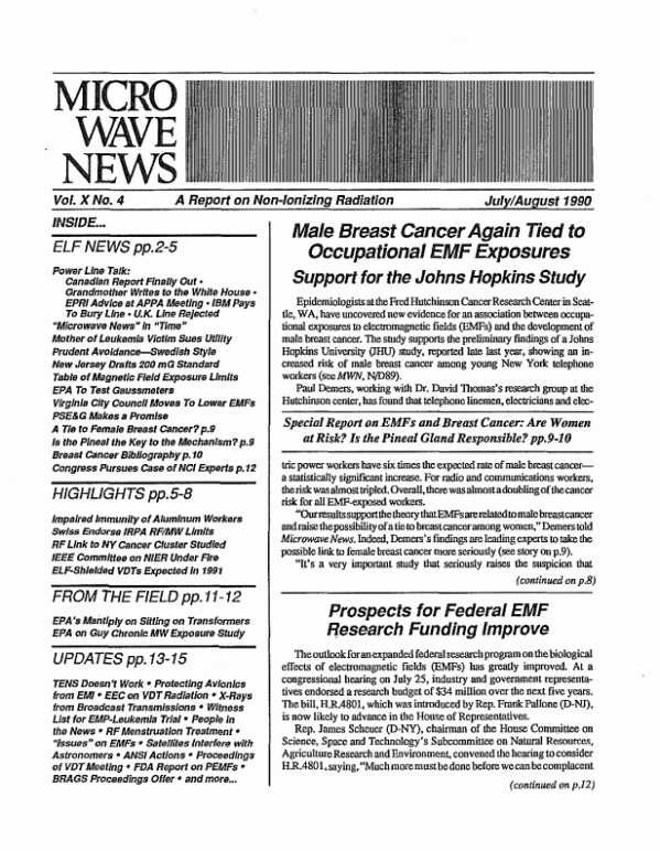 Microwave News July/August 1990 cover