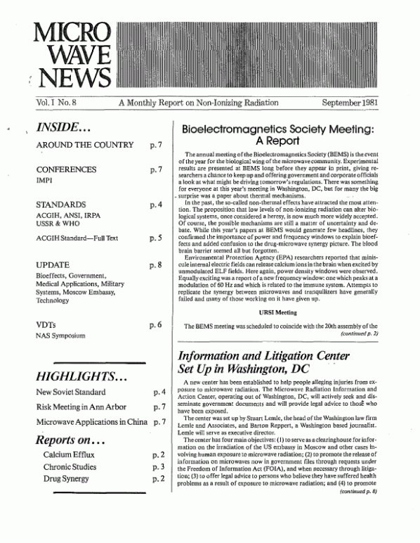 Microwave News September 1981 cover