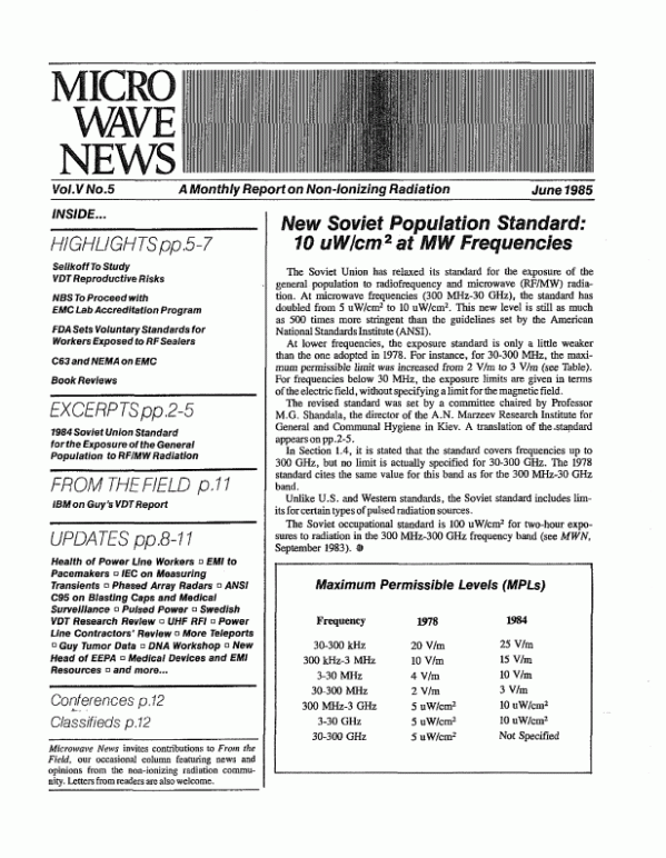 Microwave News June 1985