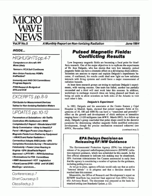 Microwave News June 1984 cover